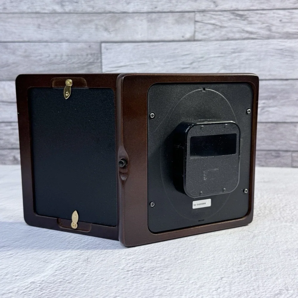 Seiko Quartz Desk Clock Picture‎ Frame Rosewood Folding Analog Vintage